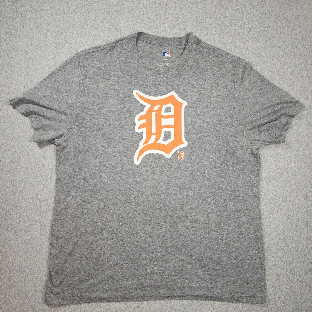 MLB Detroit Tigers T-Shirt Mens XL Gray Excellent Old English D Logo Tee